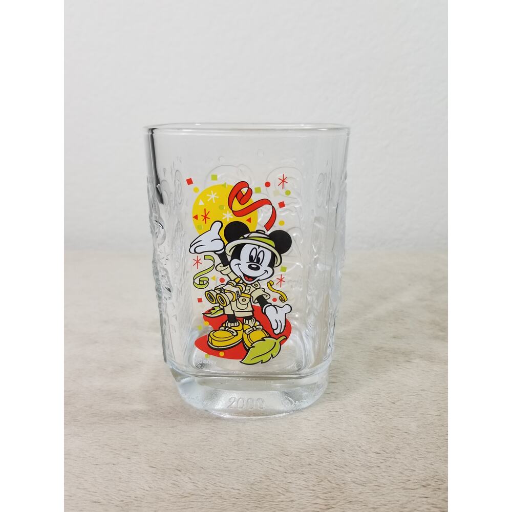 McDonald's Mickey Mouse Clear Glass 4 3/4" Animal Kingdom Year 2000 12oz Vtg